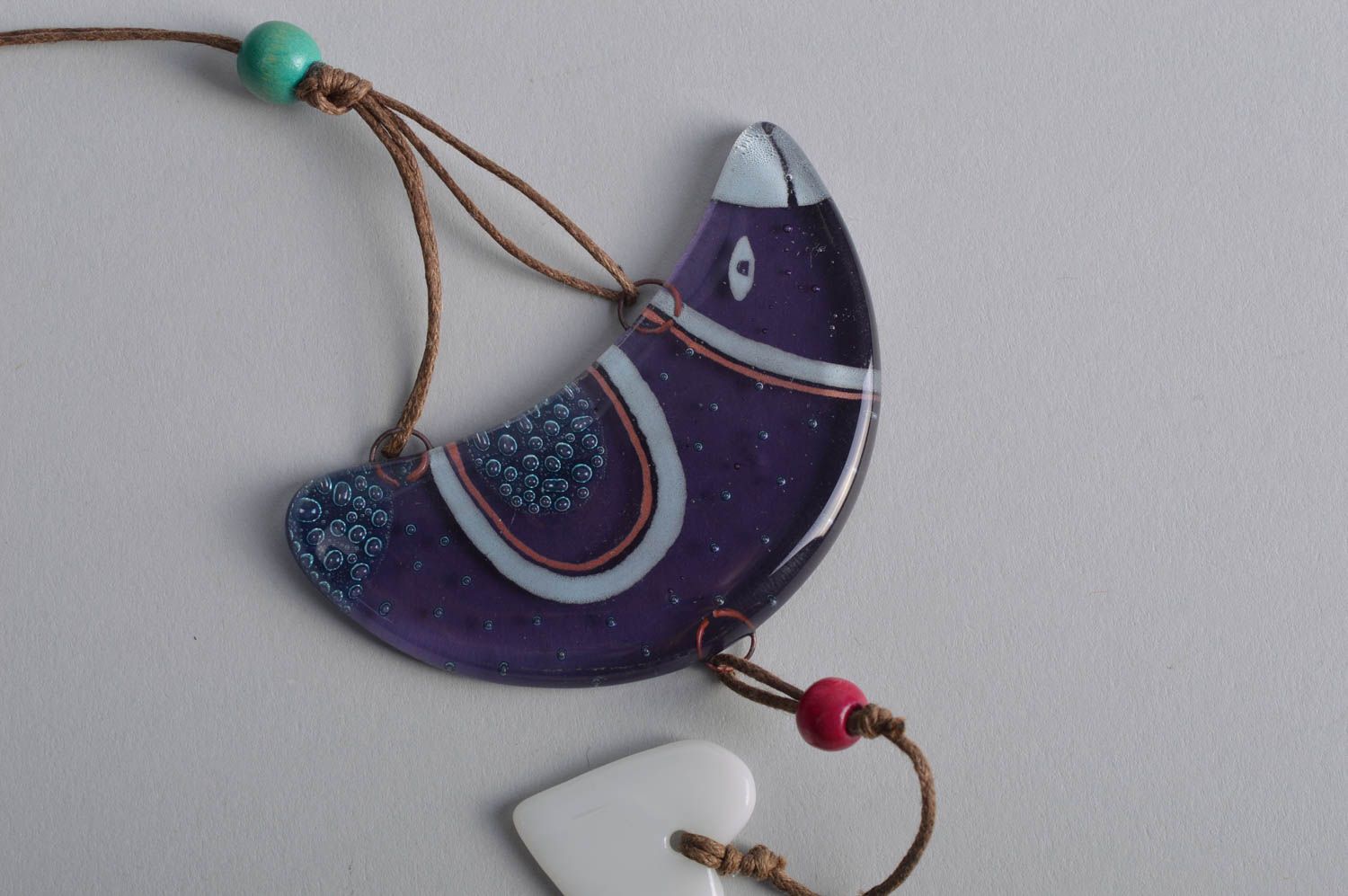 Handmade designer glass wall pendant made using the fusing technique bird photo 4