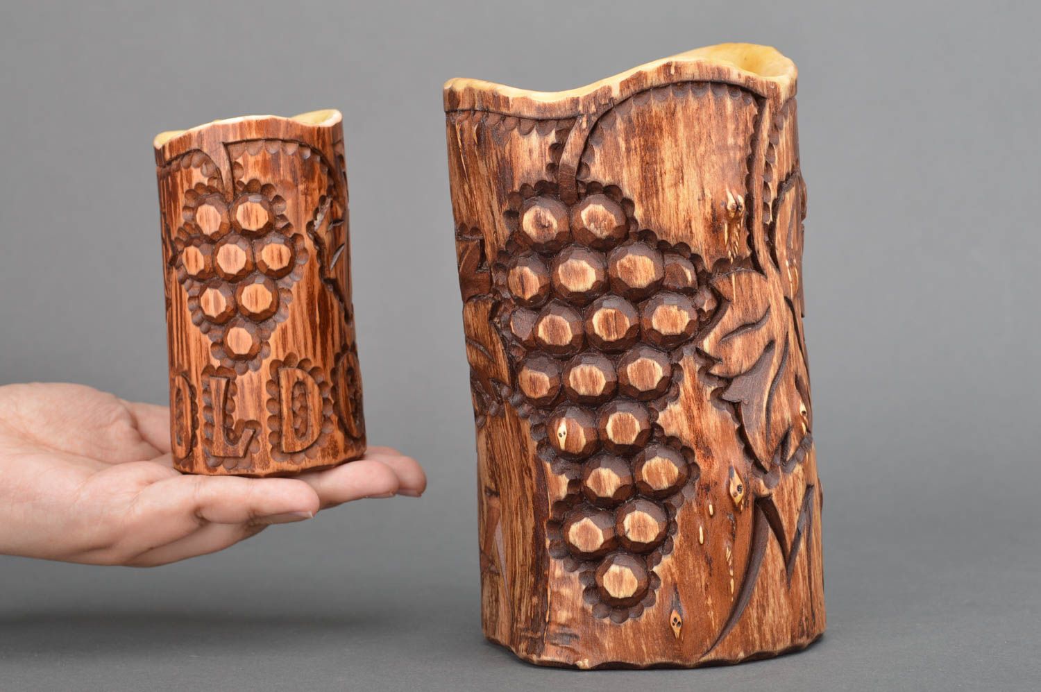 Vasos modernos hechos a mano de madera articulos de regalo original para amigo foto 5