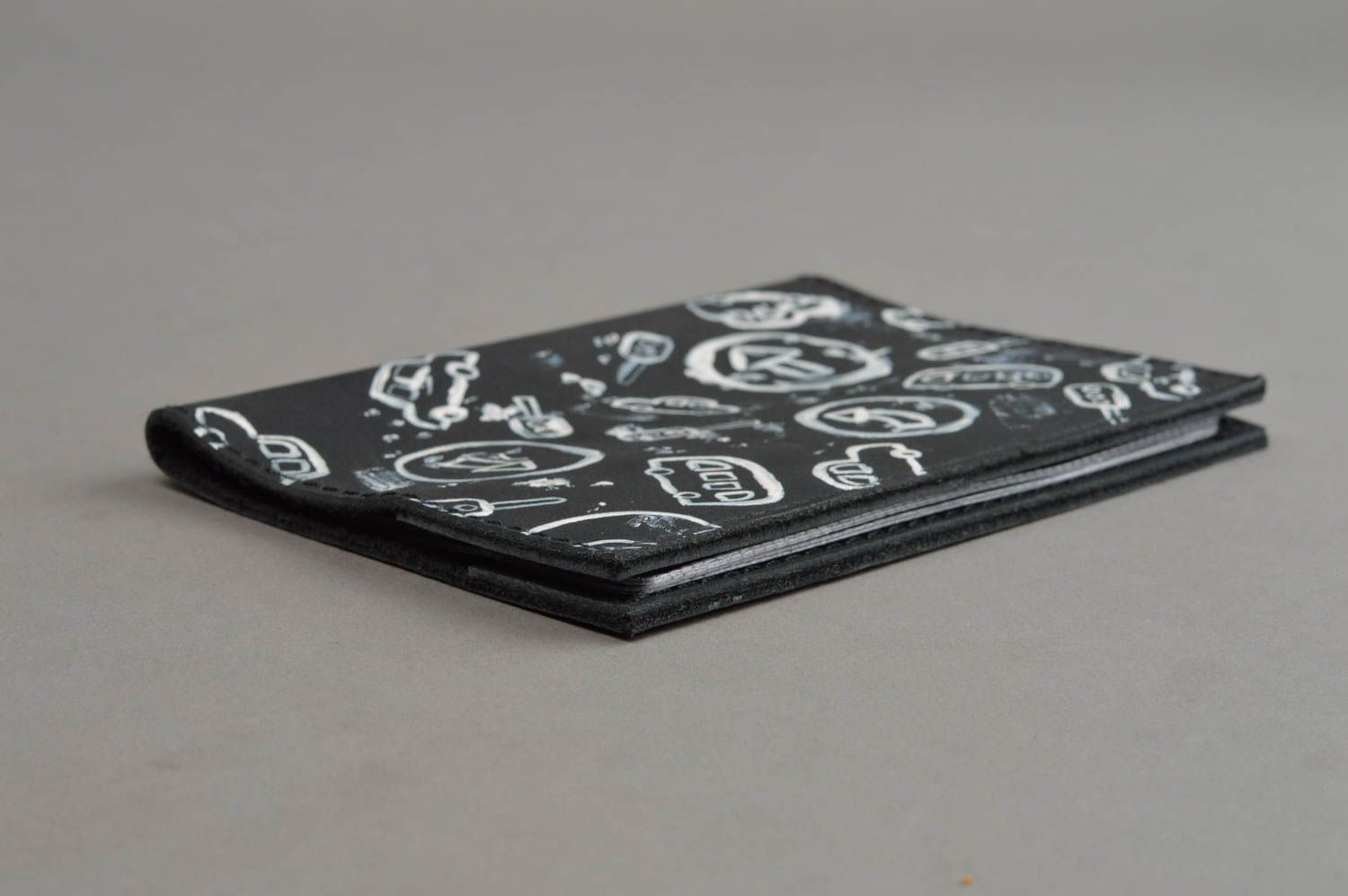 Handmade Ausweis Schutzhülle Leder Accessoire Führerschein Tasche schwarz  foto 3