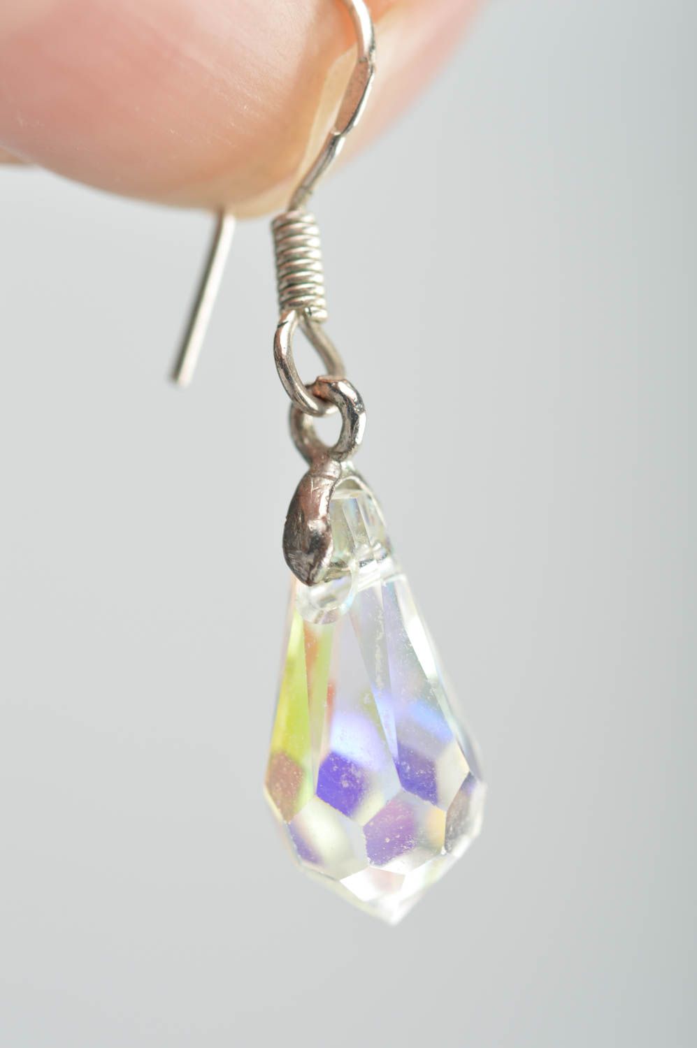 Boucles d'oreilles pendantes transparentes faites main en cristaux autrichiens photo 3
