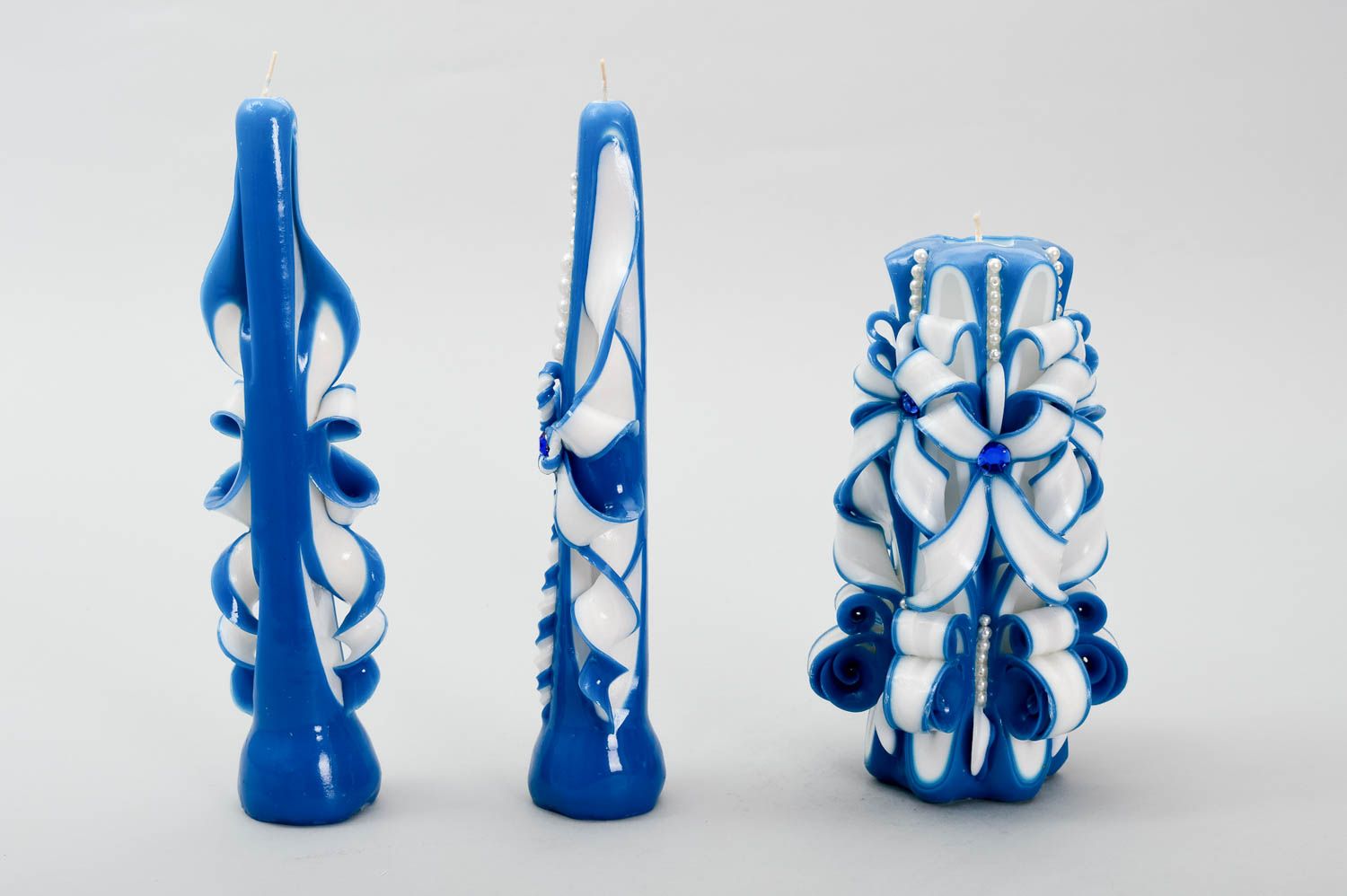 Velas de parafina azules hechas a mano elementos decorativos regalo original foto 4