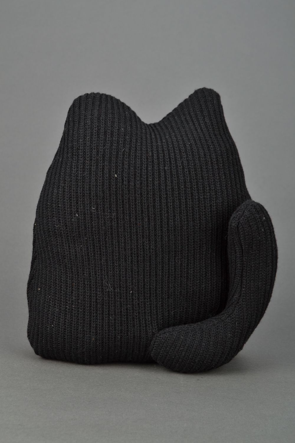 Кот подушка игрушка черный из ткани  фото 4