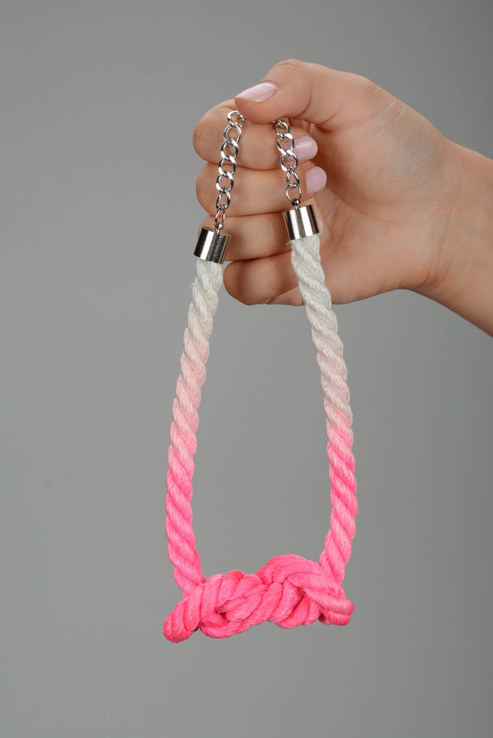 Handmade necklace Pink knot photo 5