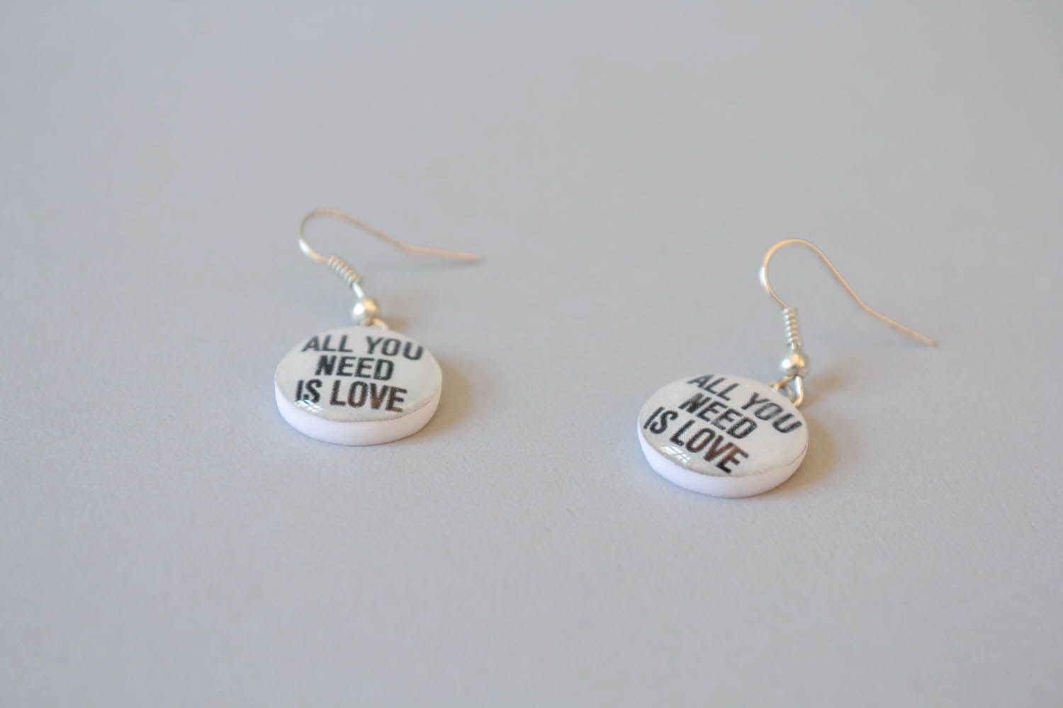 Polymer clay earrings All you need is love photo 2