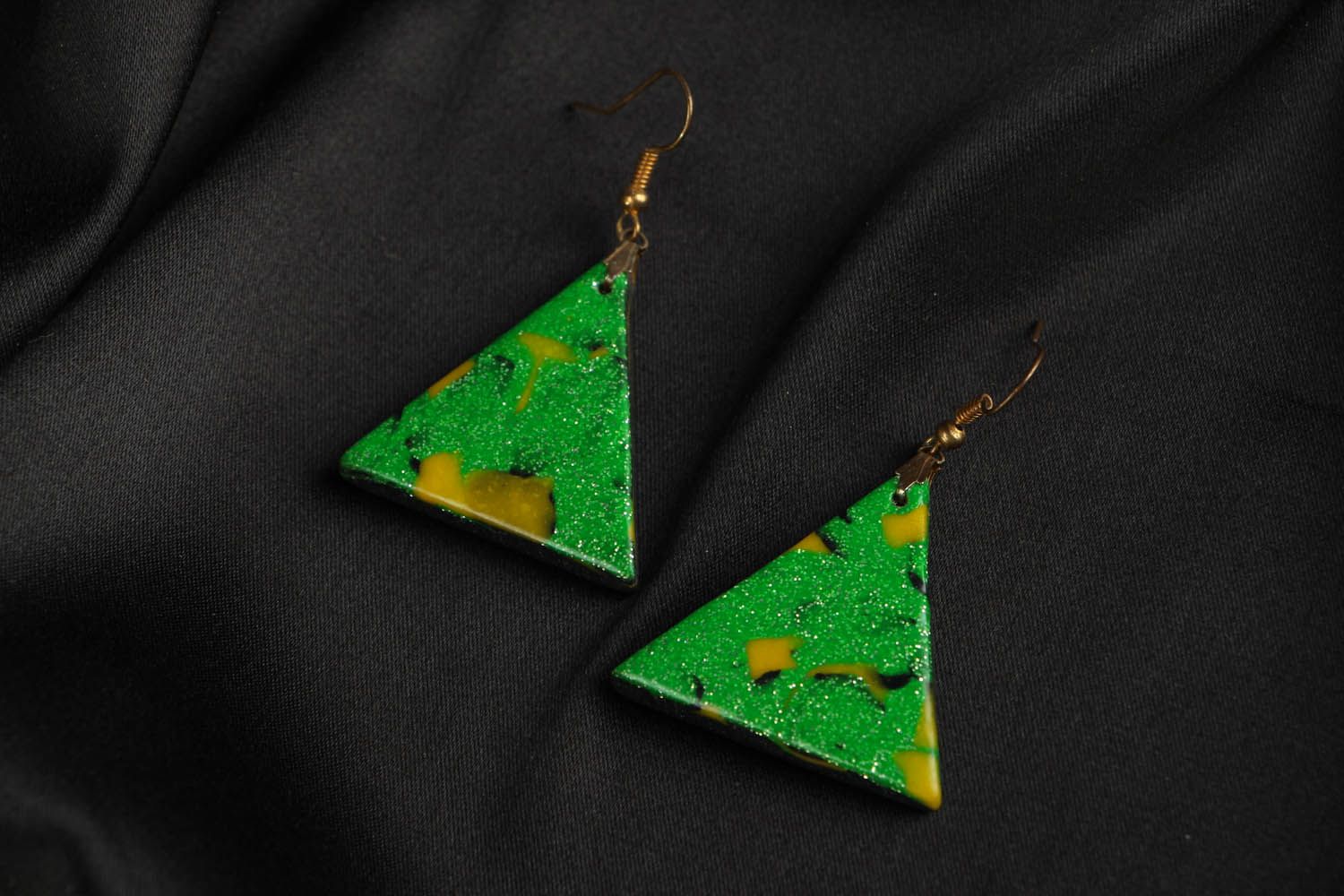 Earrings made ​​of polymer clay Triangles photo 1