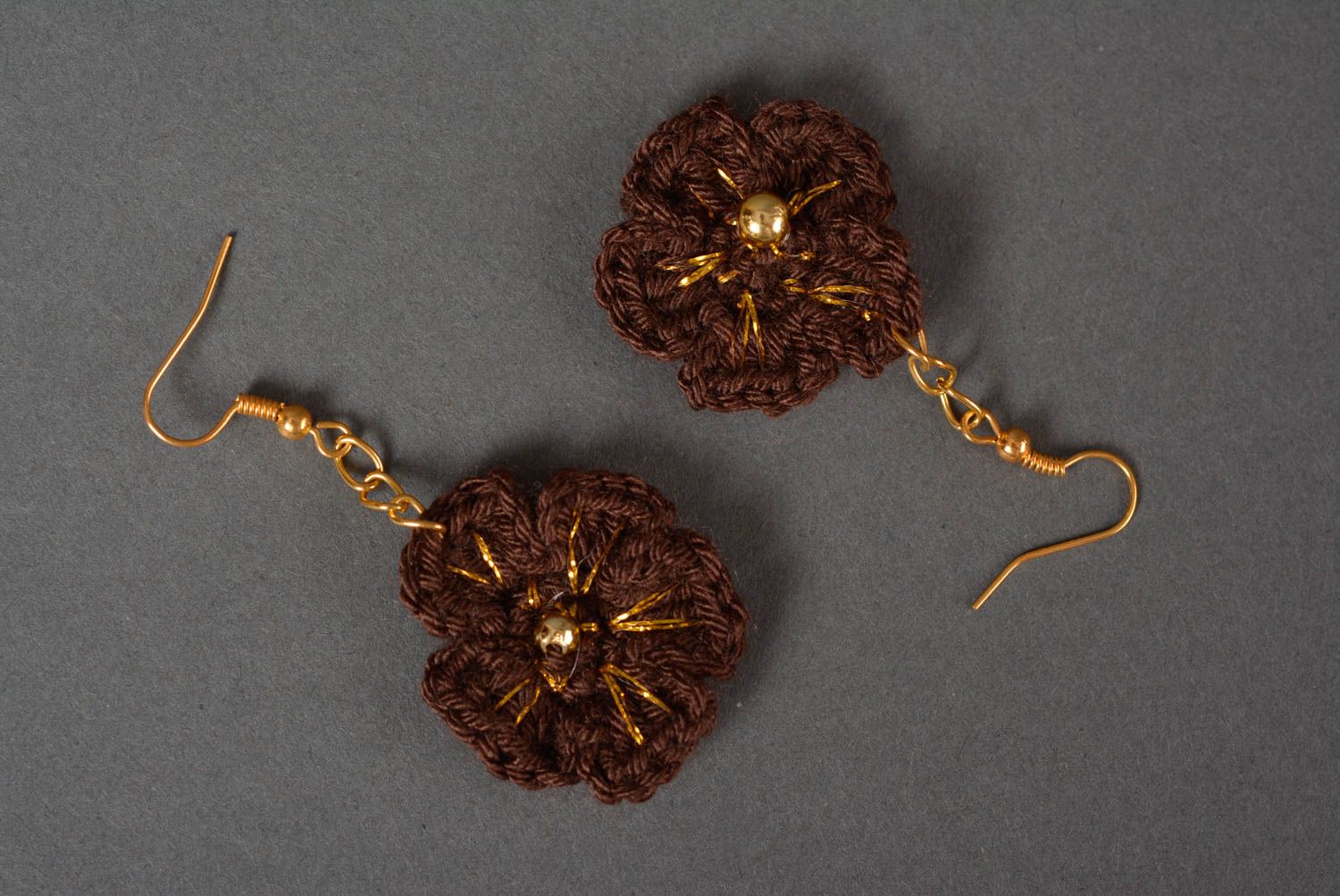 Unusual handmade crochet earrings designer jewelry accessories for girls photo 4