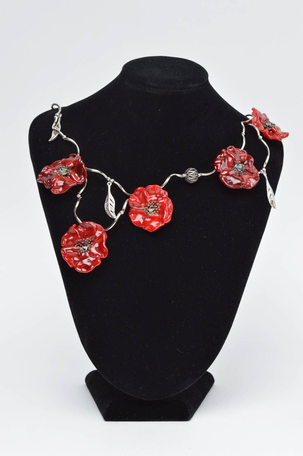 Handmade necklace glass beads necklace fashion jewelry lampwork glass accessory photo 2