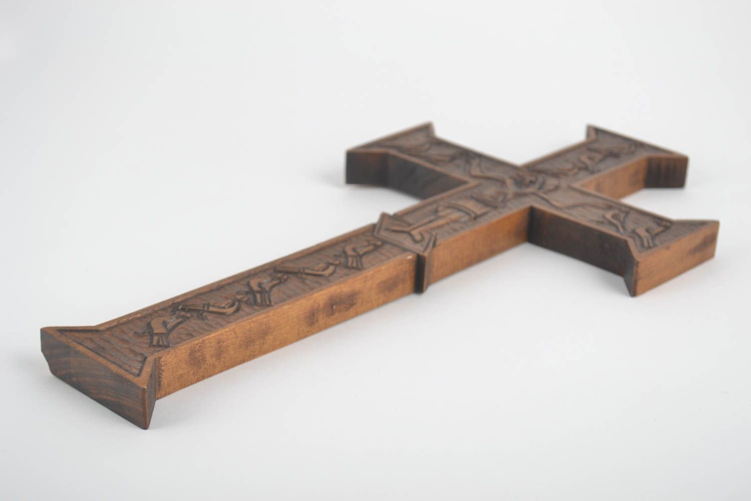 Croix en bois fait main Objet religieux Déco maison murale avec crucifix photo 3