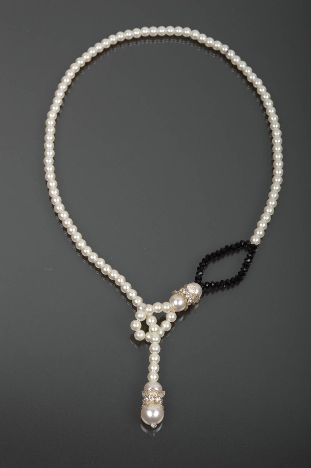 Handmade Damen Collier aus Kunstperlen Modeschmuck Halskette Frauen Accessoire foto 2