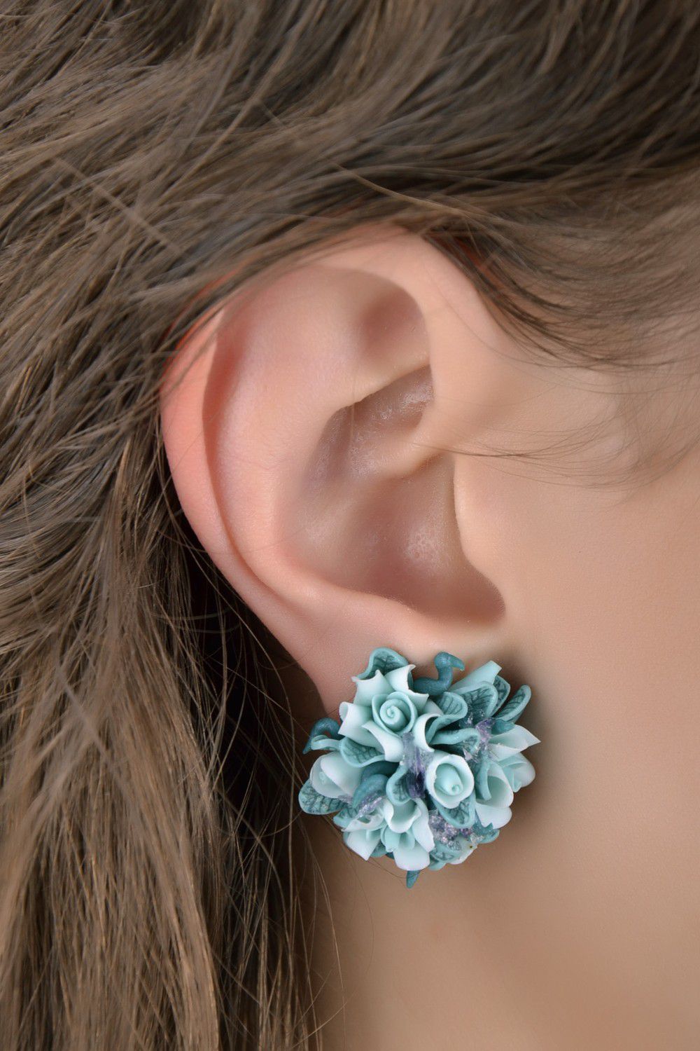 Blaue Ohrringe aus Polymerton  foto 4