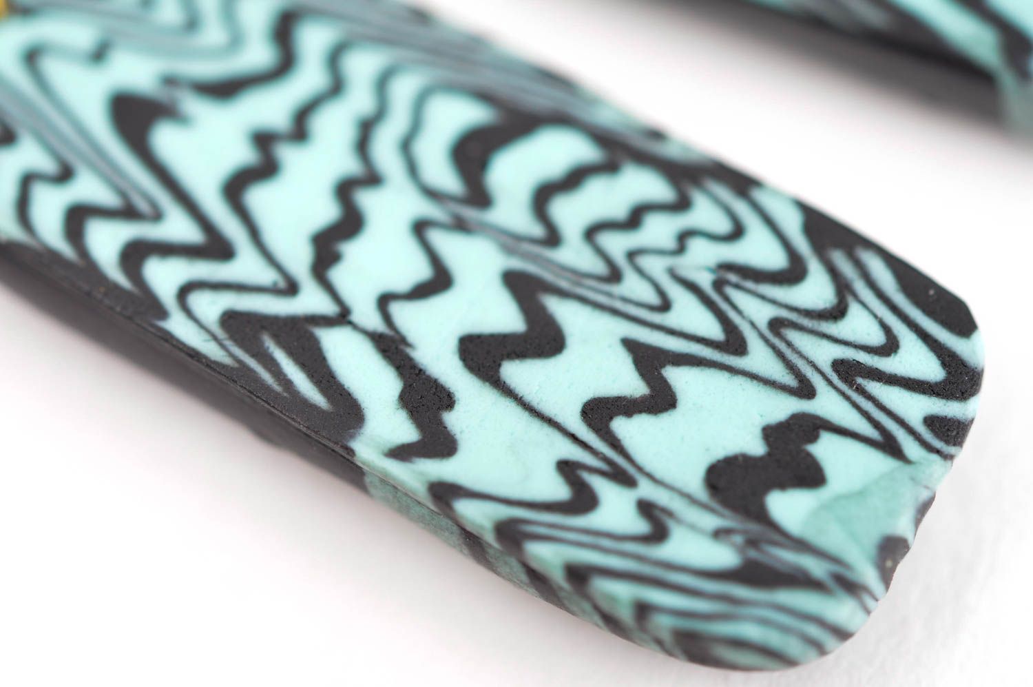 Женские серьги украшение ручной работы серьги из полимерной глины прямоугольные фото 5