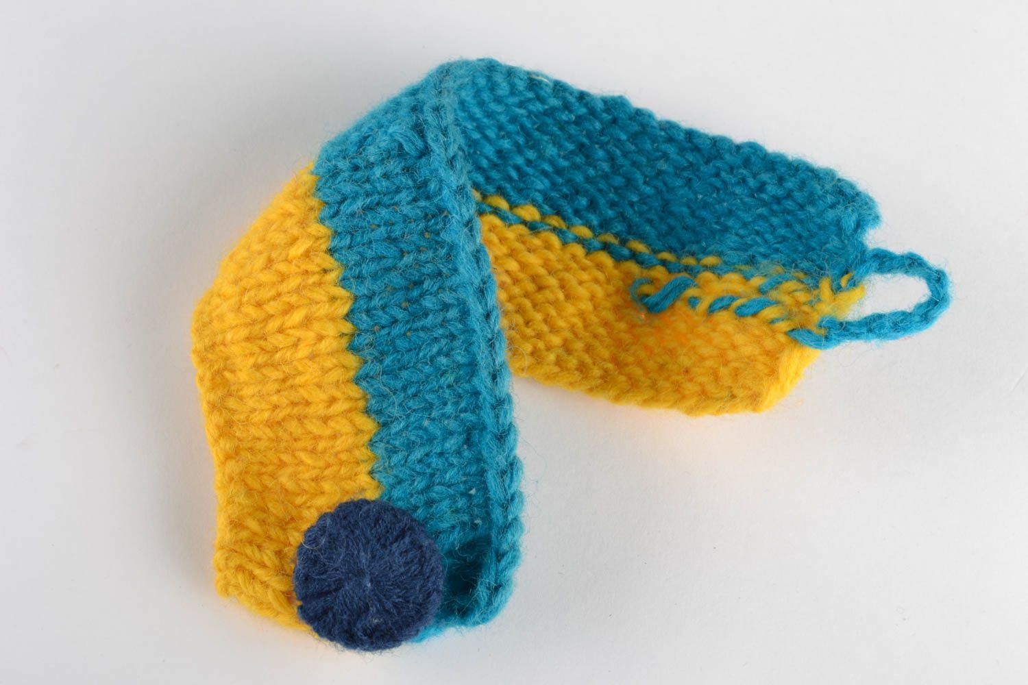 Yellow and blue crochet cup cozy photo 4