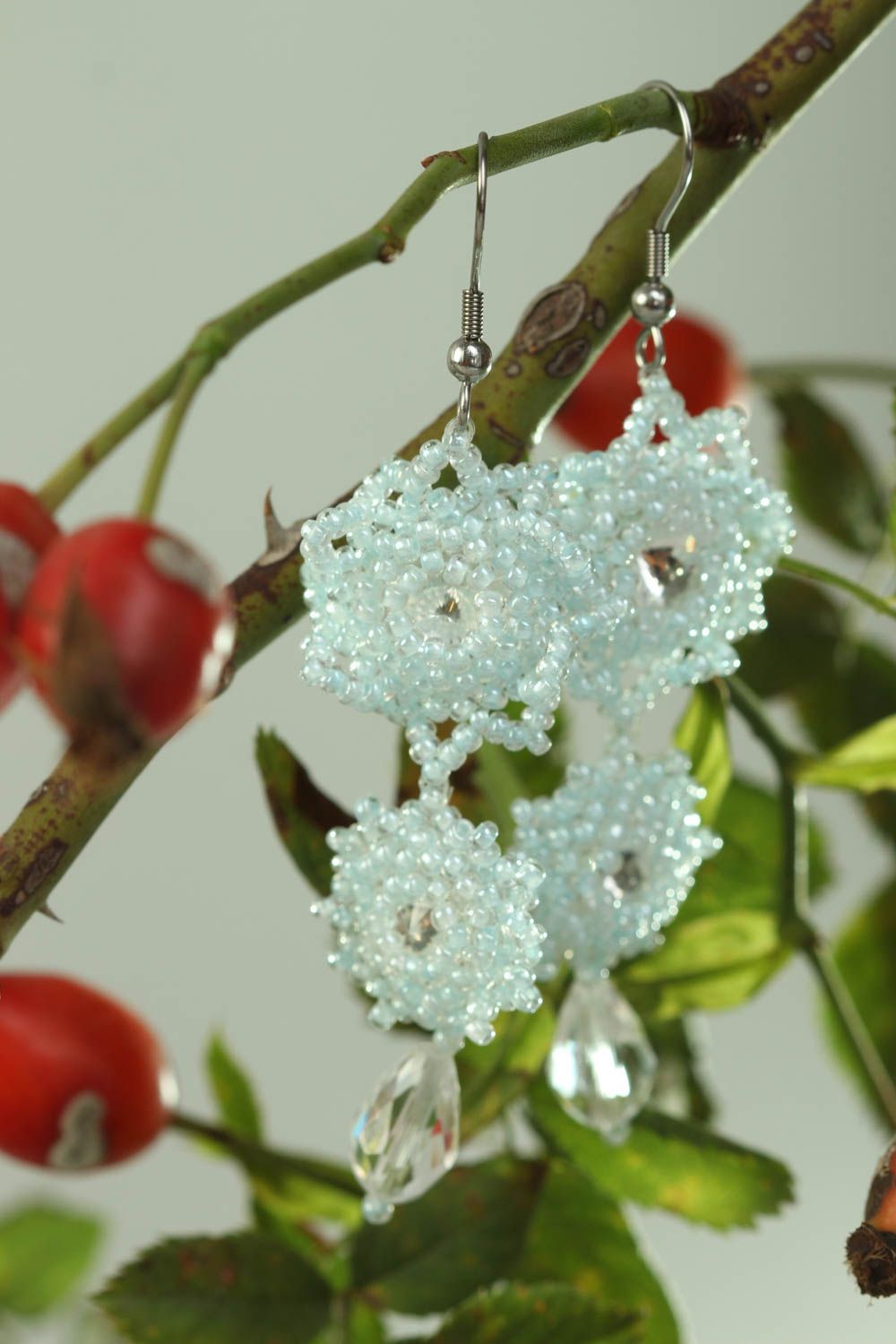 Handmade Ohrringe Juwelier Modeschmuck Ohrringe Blumen Geschenk für Frauen blau foto 1