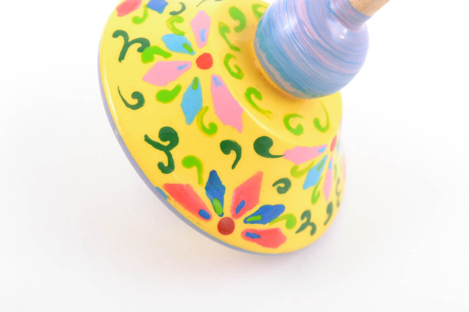 Детская игрушка юла из бука с росписью эко красками ручной работы для ребенка  фото 5