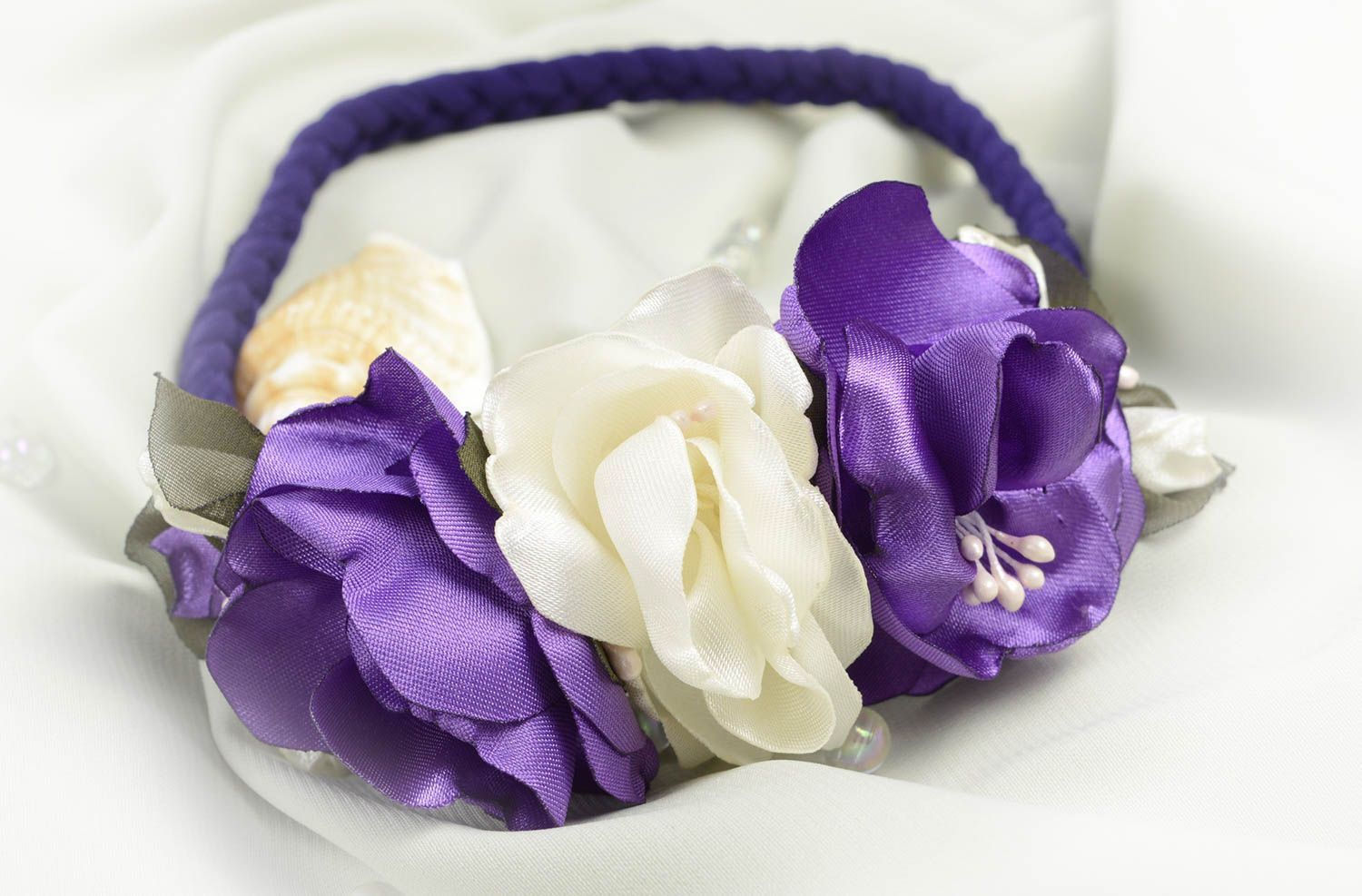 Haarschmuck Blüte handgemacht Haarband Blumen Accessoire für Kinder zweifarbig foto 5