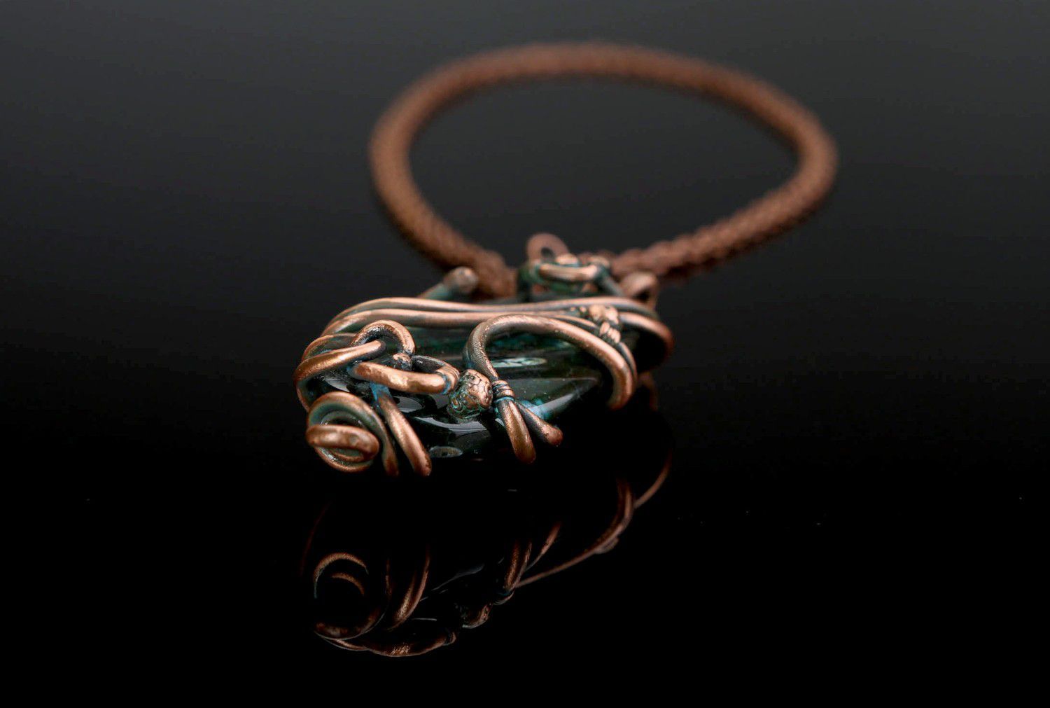 Pendant with agate Emerald wind photo 4