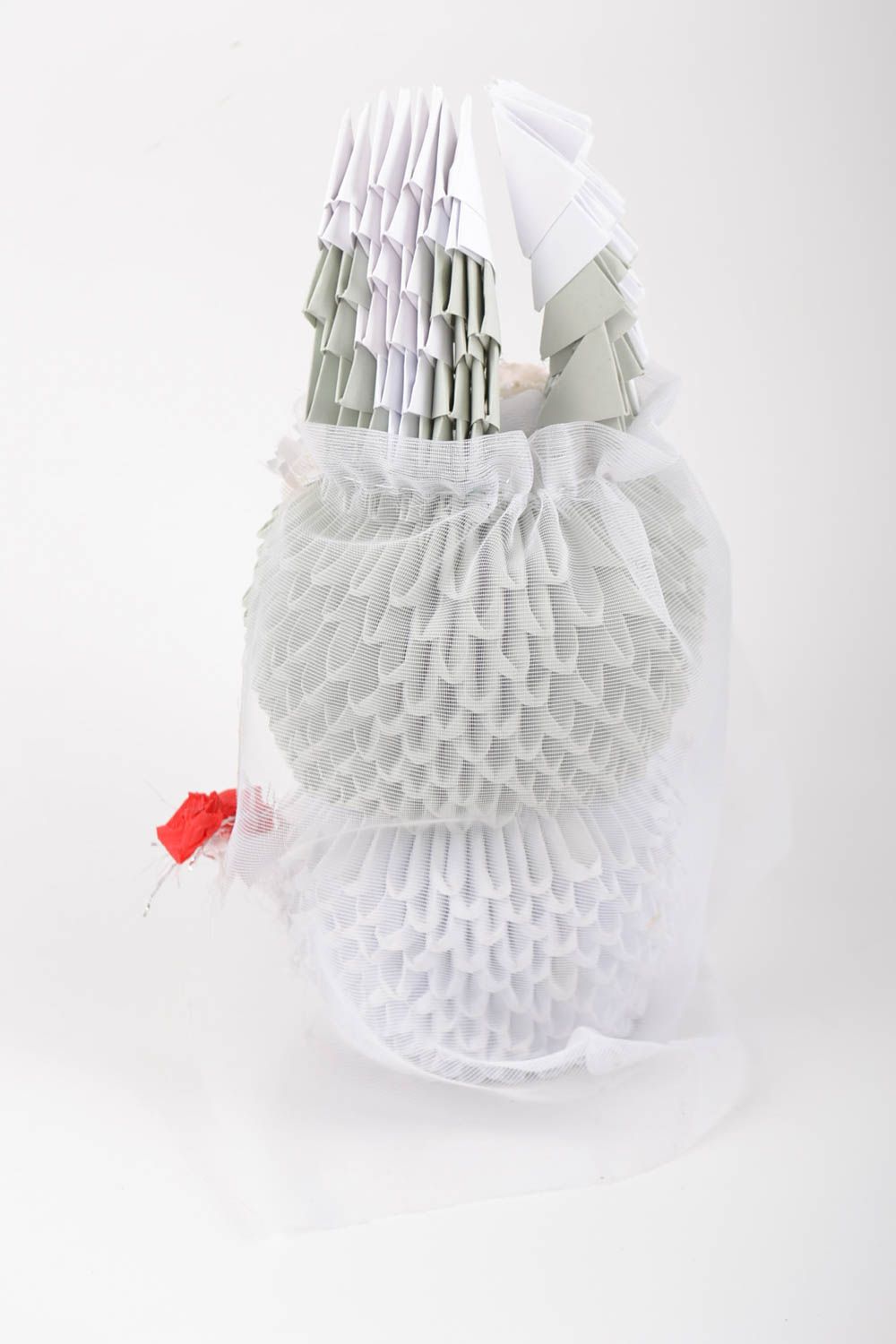 Handmade small designer wedding paper origami figurine of rabbit bride  photo 5