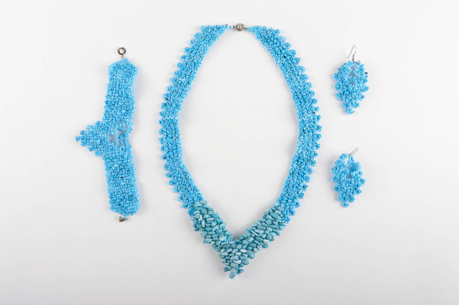 Unusual handmade jewelry set beaded earrings bead necklace bracelet designs photo 2