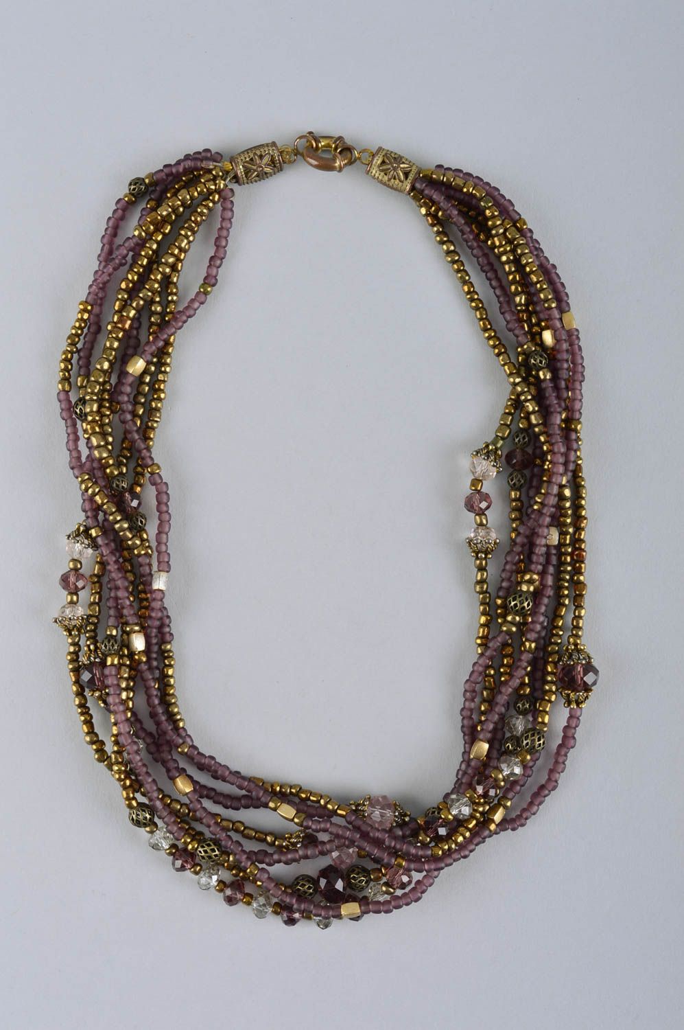 Collier femme Bijou fait main violet multirang perles rocaille Cadeau original photo 2