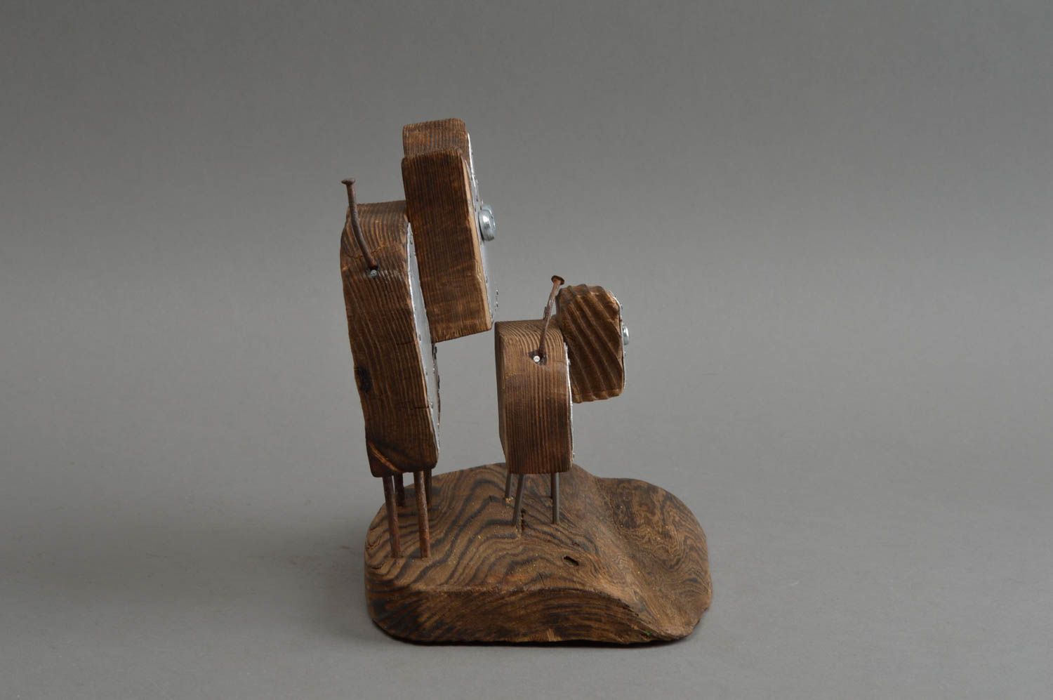 Figurine décorative en bois et métal faite main originale Deux chiens amusants photo 4