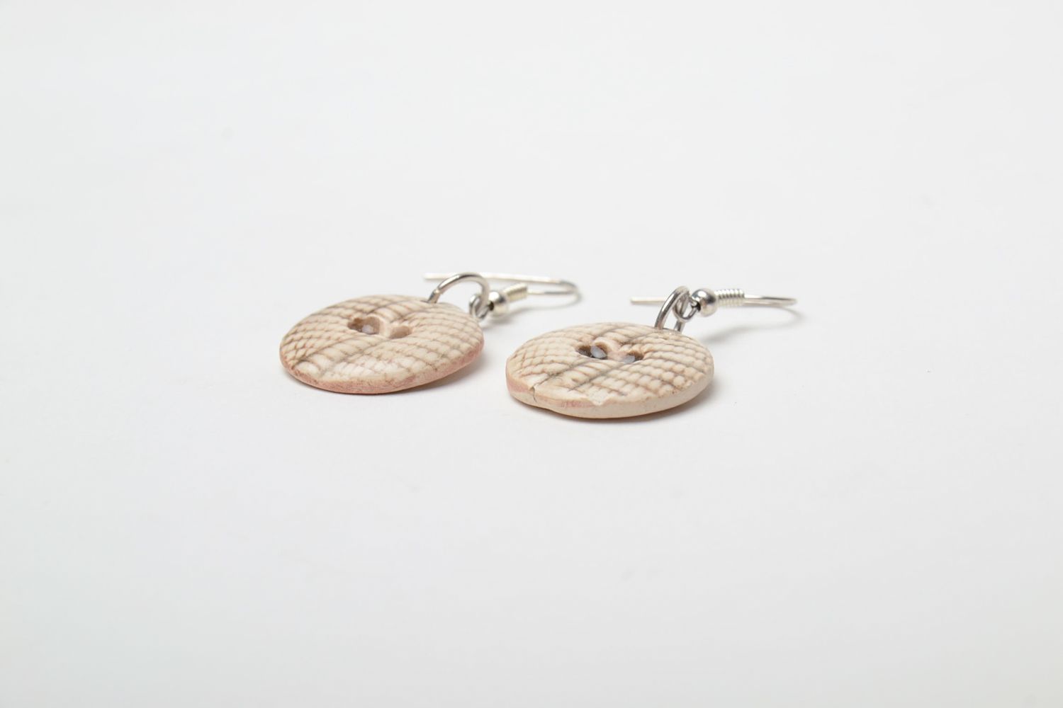 Ceramic earrings in the shape of buttons photo 4
