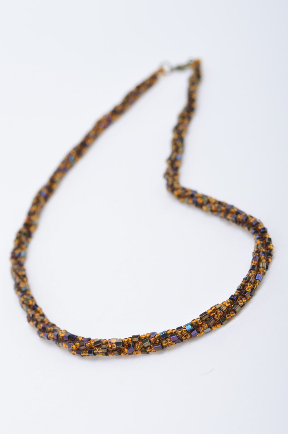 Bright handmade designer women's beaded cord necklace photo 2