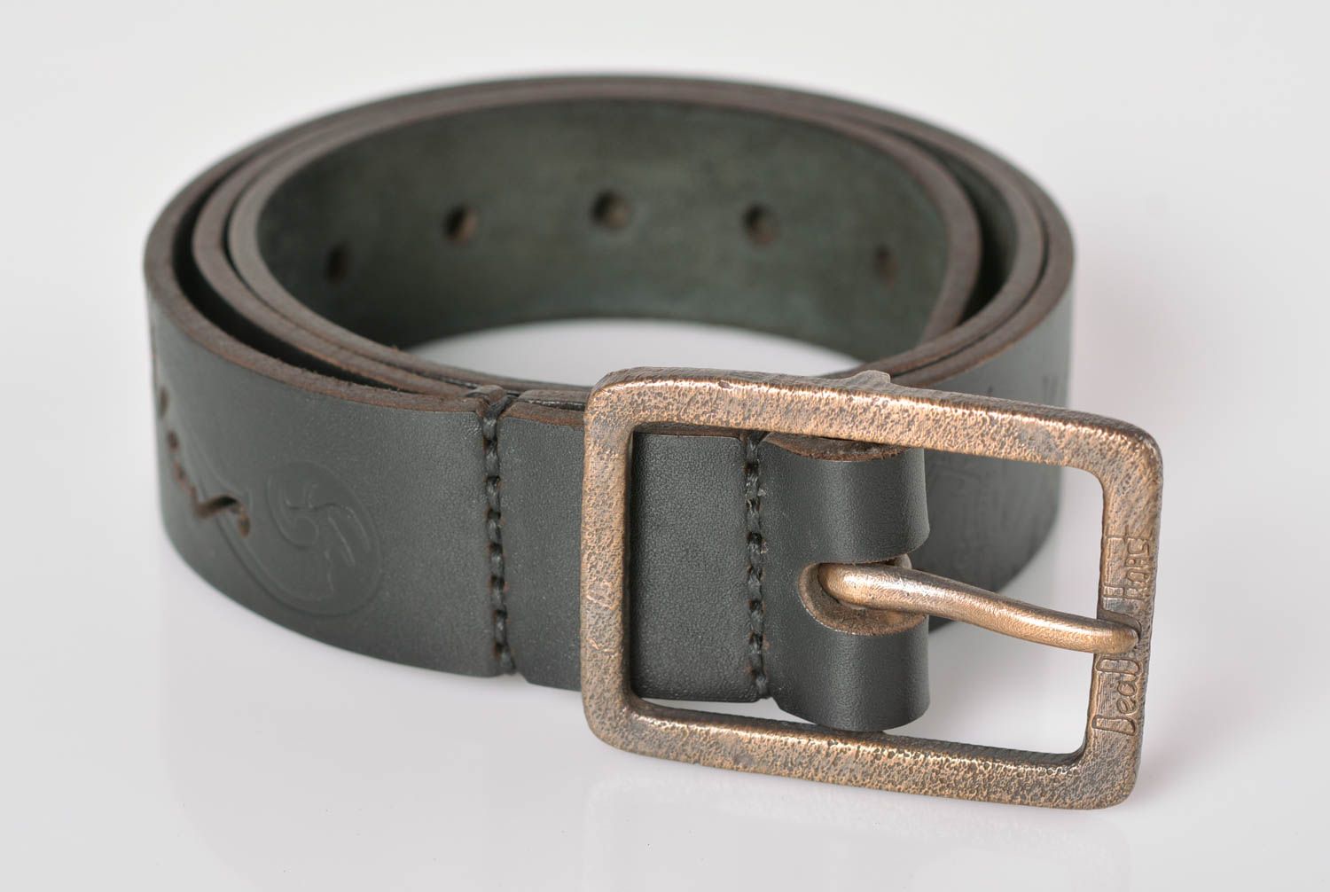 Cinturón de cuero hecho a mano ropa masculina accesorio de moda original foto 1