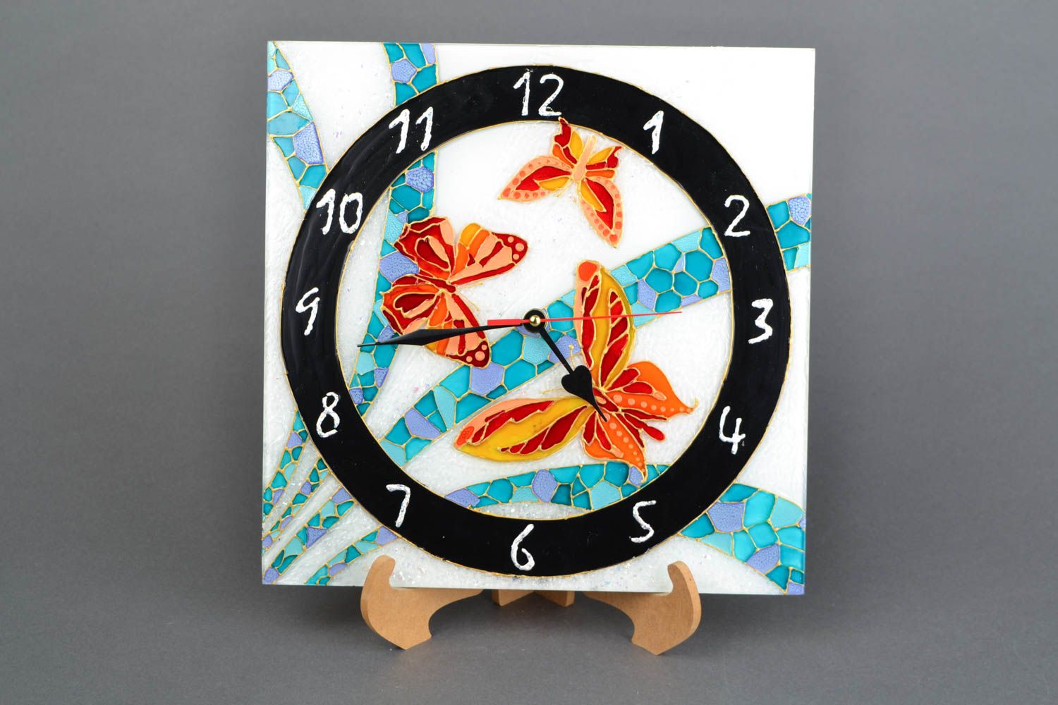 Handmade wall clock Butterflies photo 1