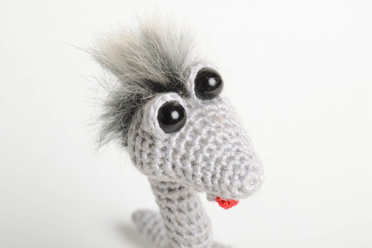 Lovely grey soft toy textile toy snake handmade crocheted toy children toy photo 4