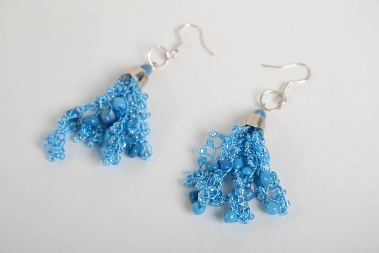 Blue handmade beaded earrings cute earrings cool accessories for girls photo 5