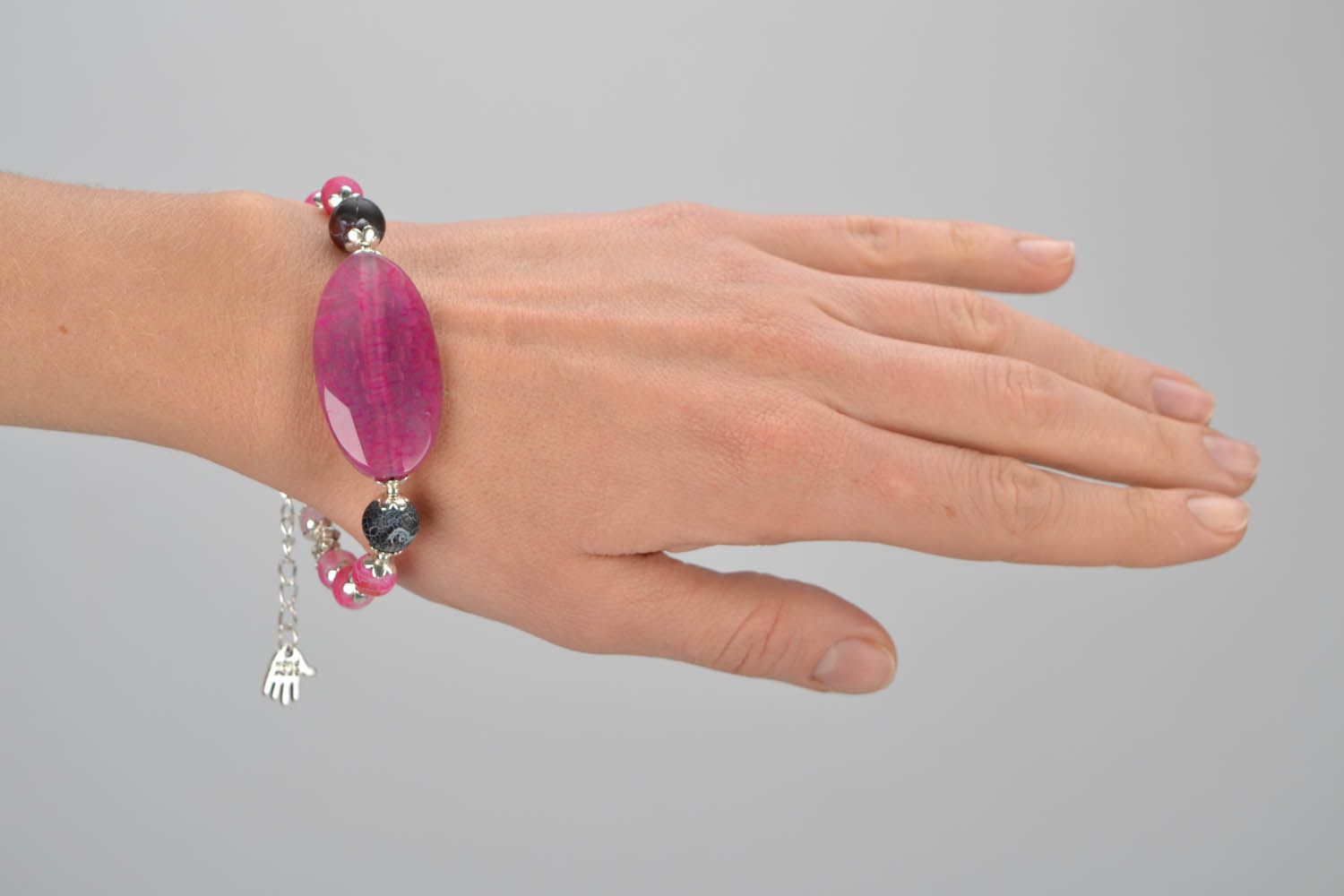 Women's wrist bracelet with natural stones photo 2