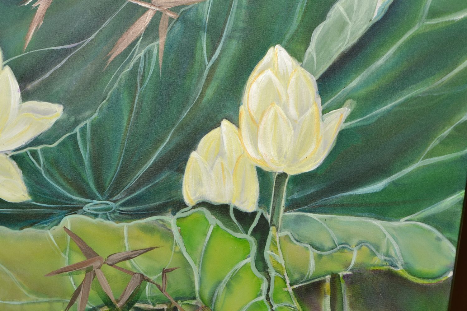 Peinture contemporaine de couleurs acryliques Lotus blancs photo 3