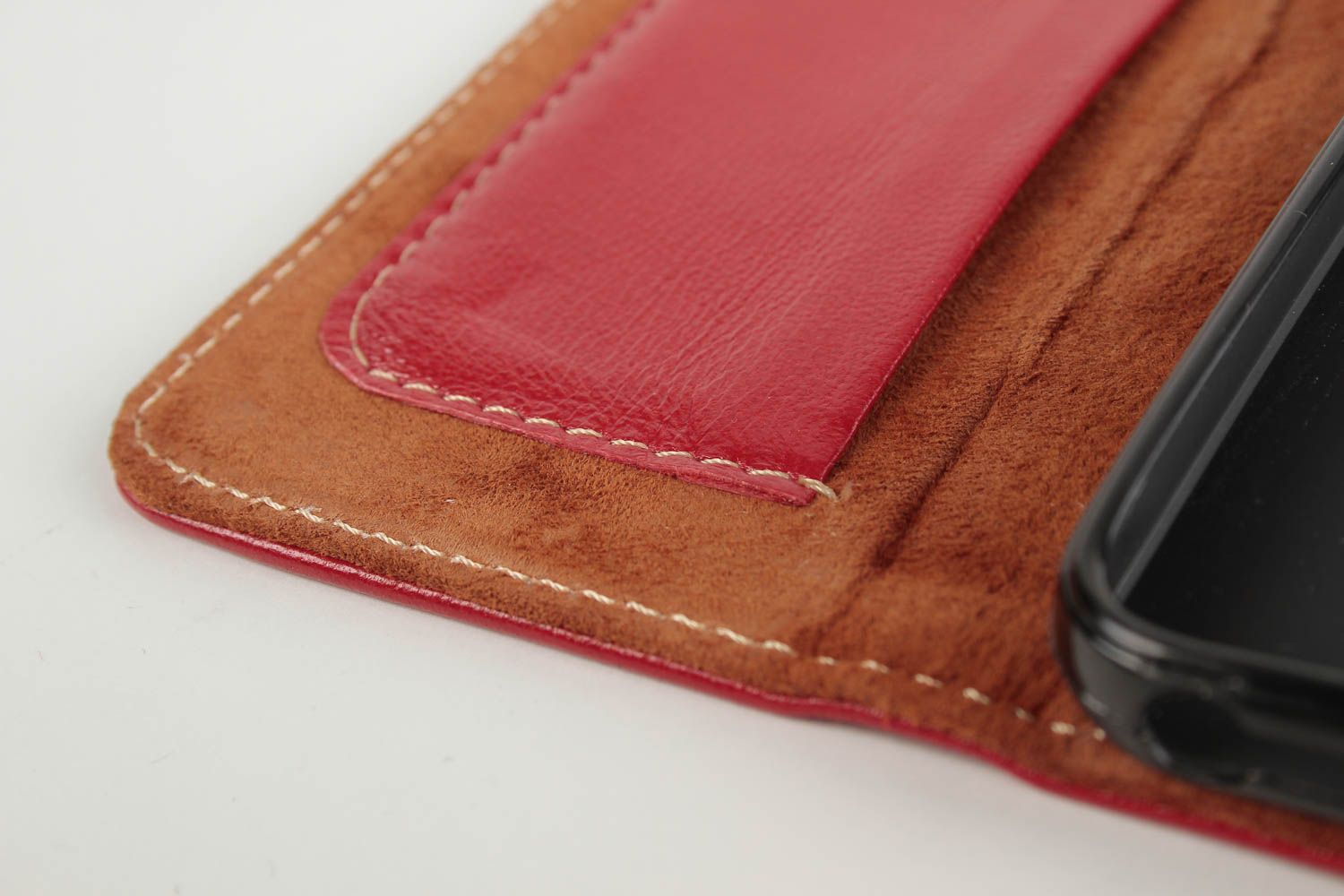 Schöne individuelle Handyhülle handmade originelles Geschenk rote Handy Tasche  foto 5
