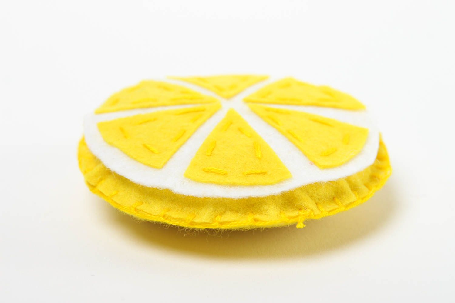 Juguete artesanal fruta de fieltro limón amarillo regalo original para niño foto 3