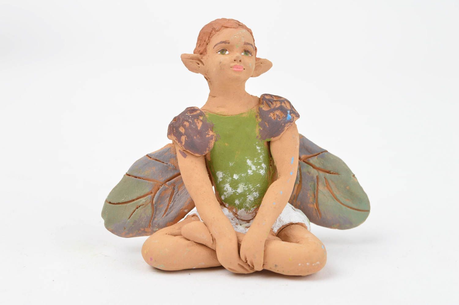 Handmade Keramik Figur Haus klein Deko aus Ton Dekoration Figur schöner Elf foto 2