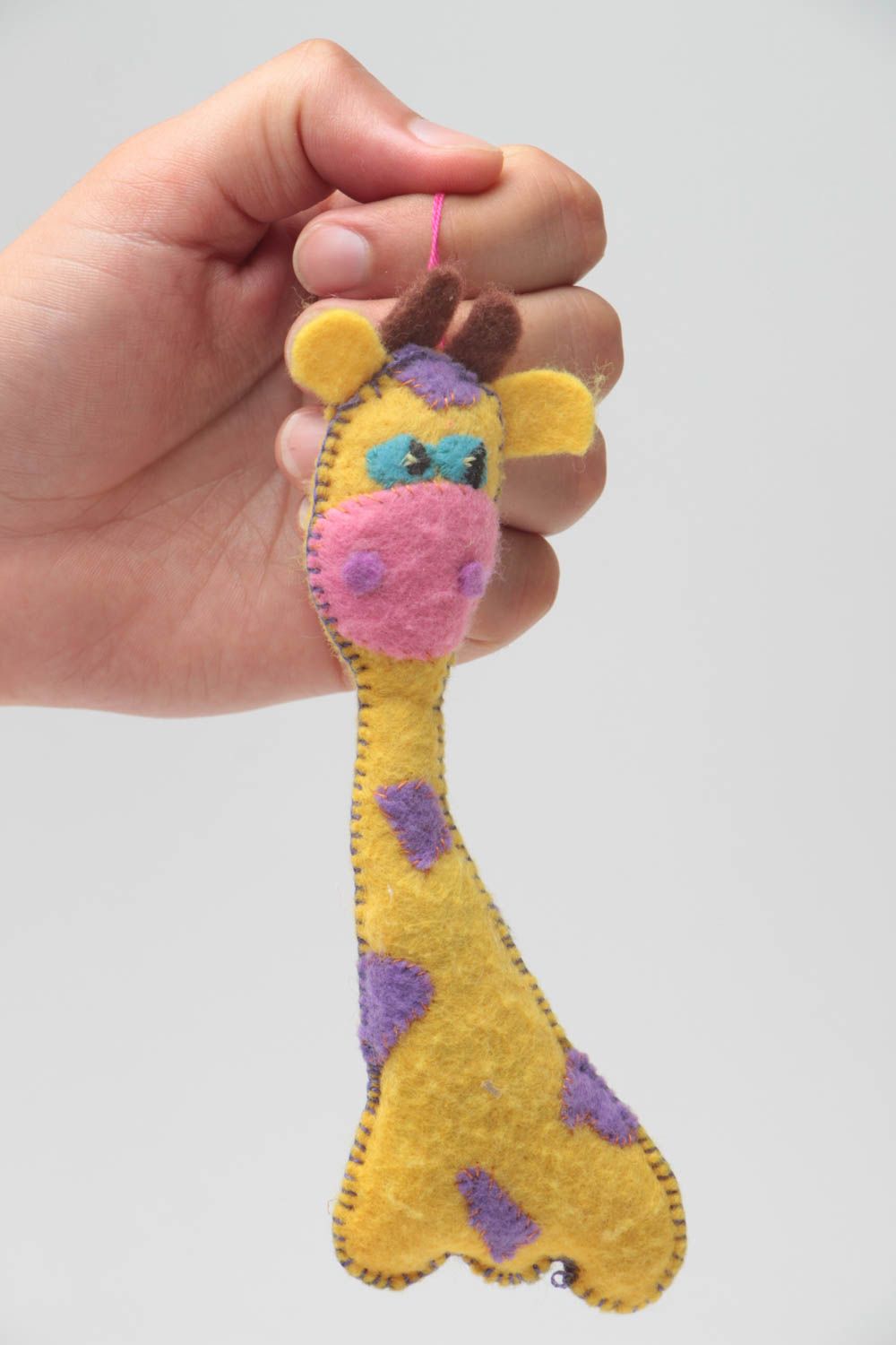 Yellow giraffe toy made of felt soft handmade designer stuffed toy for children photo 5