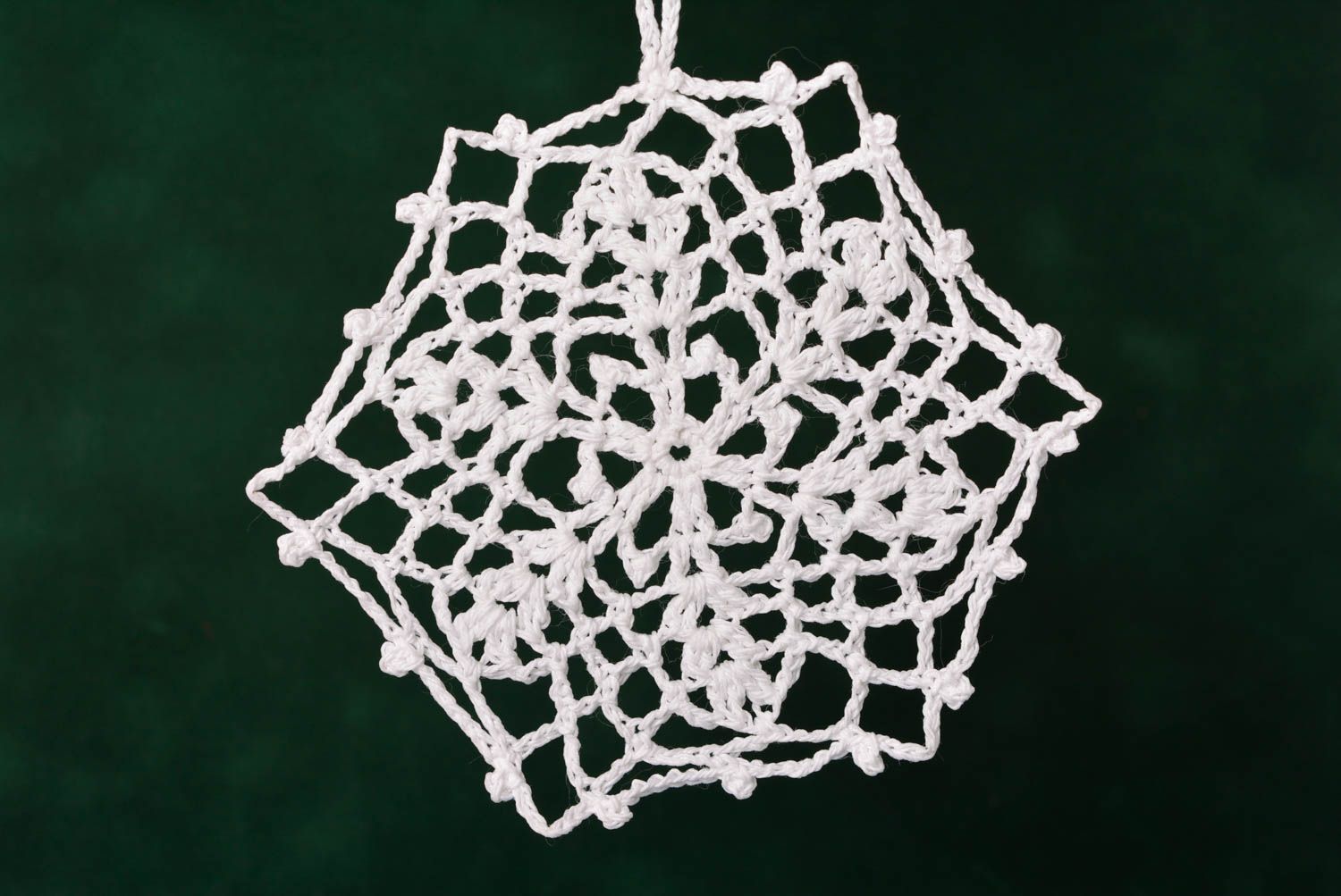 Décoration flocon Déco fait main tricot crochet Idée déco Noël blanche design photo 4