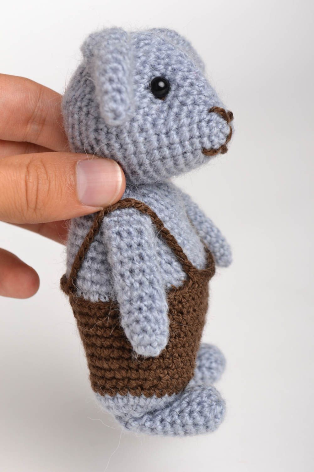 Kuscheltier Hase handmade weiches Kuscheltier Spielsache für Kinder grau foto 3