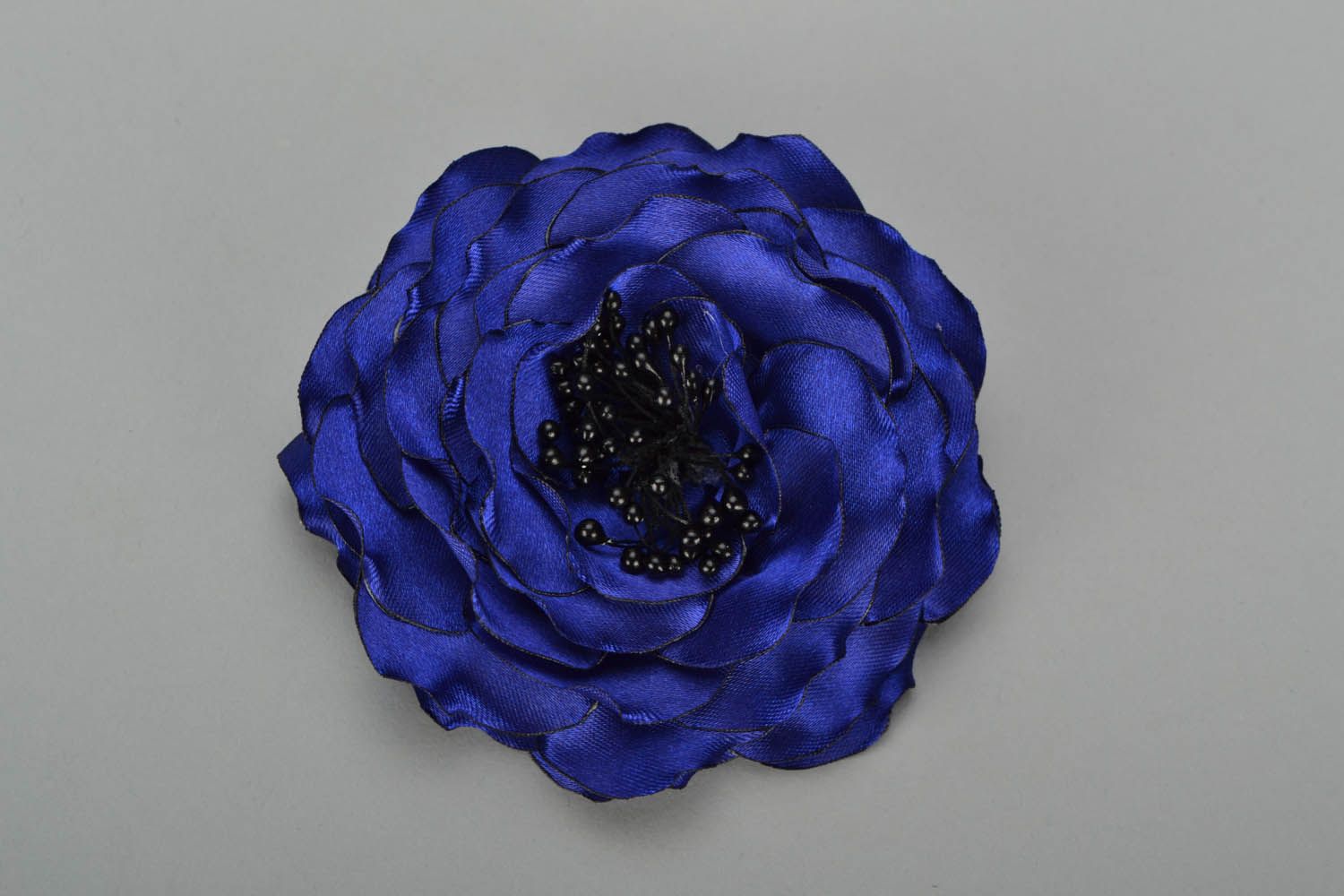 Брошь из ткани Синий цветок фото 3