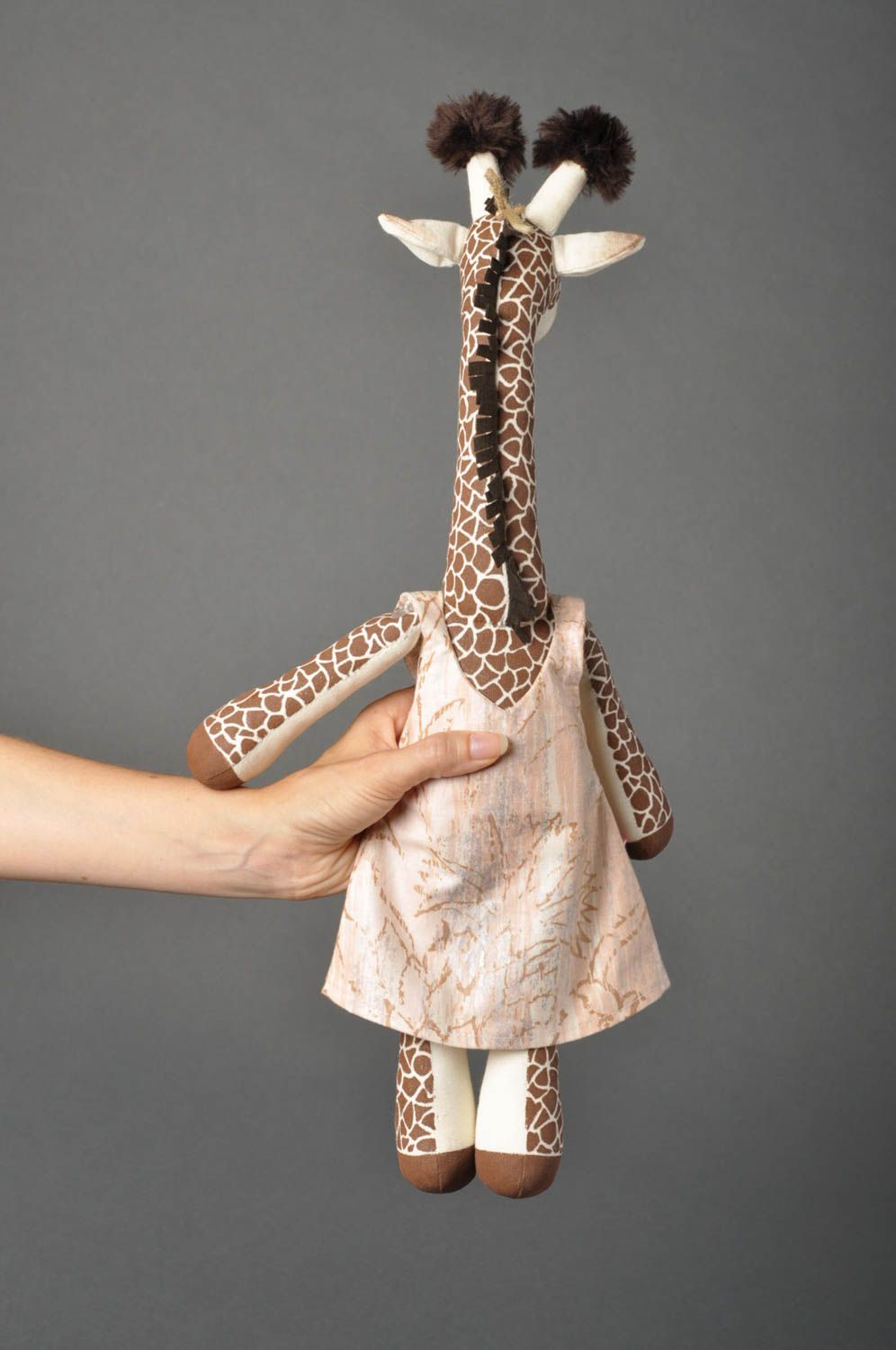 Jouet fait main Peluche en tissu girafe en coton design Cadeau original photo 5