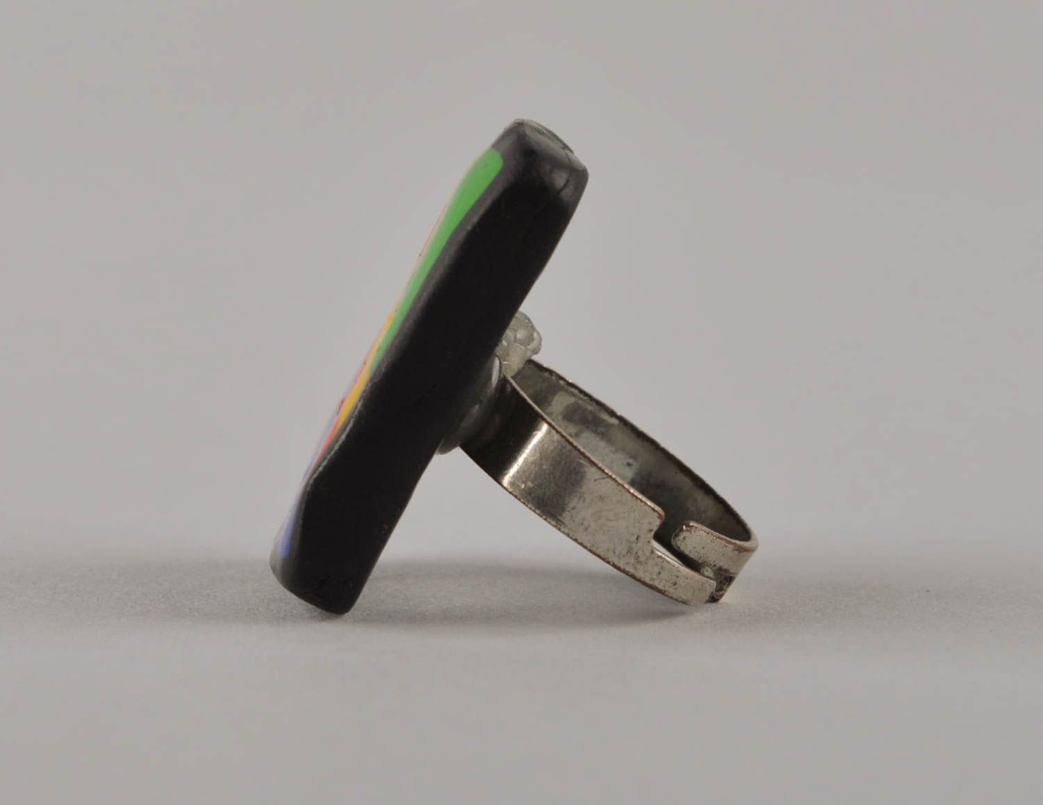 Кольцо ручной работы украшение из полимерной глины украшение кольцо квадратное фото 4