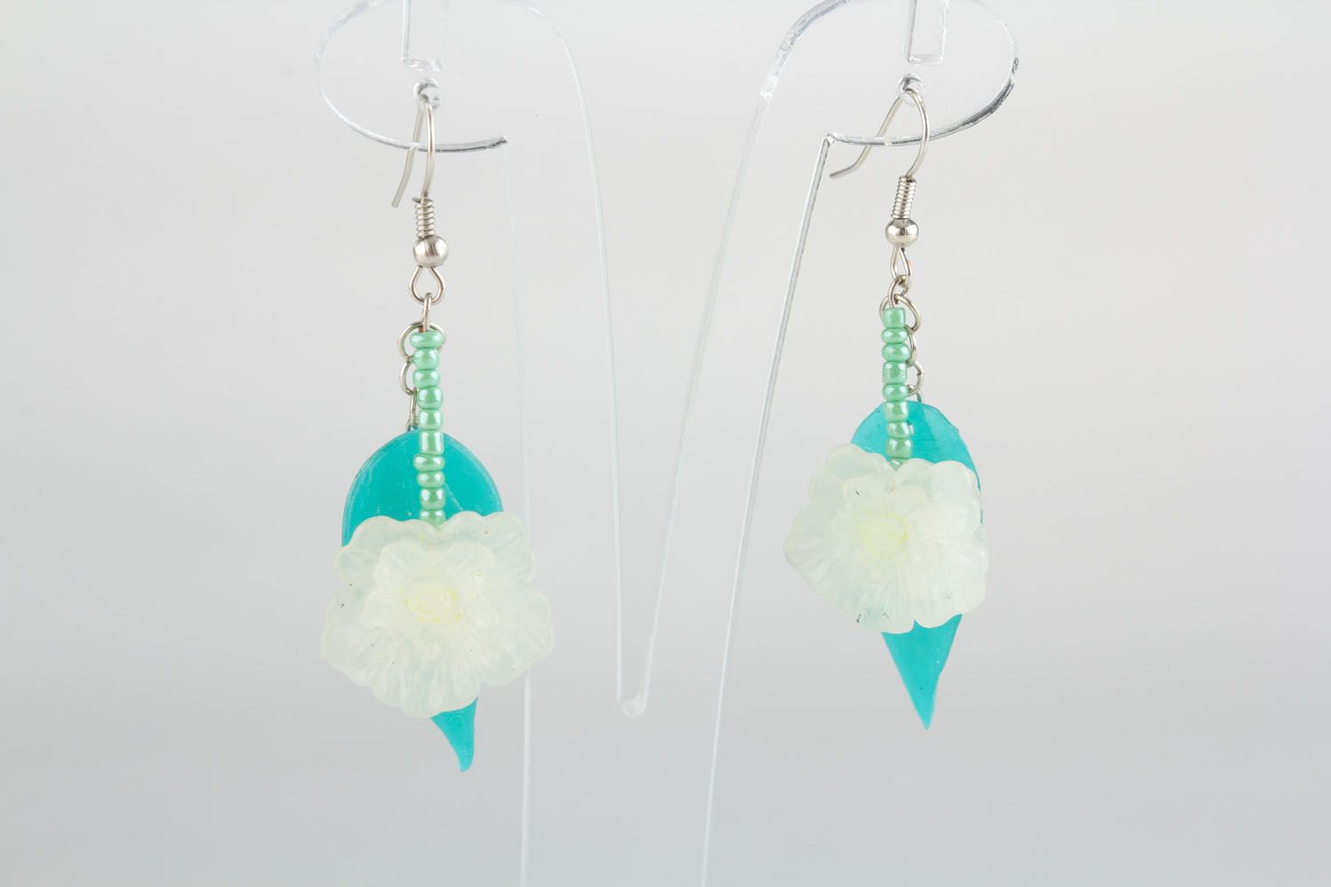 Plastic earrings with charms photo 3