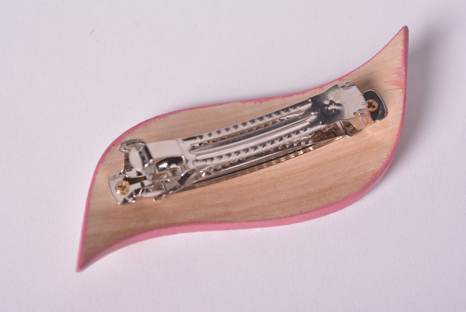 Womens handmade hair clip wooden barrette wood craft fashion accessories photo 2