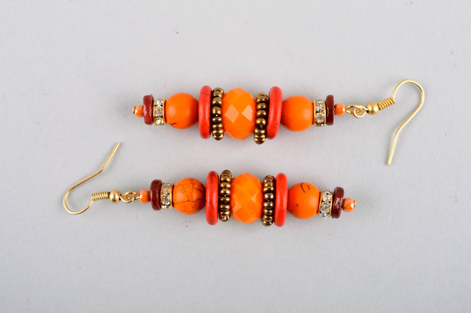 Boucles d'oreilles pendantes Bijou fait main orange design Cadeau femme photo 5