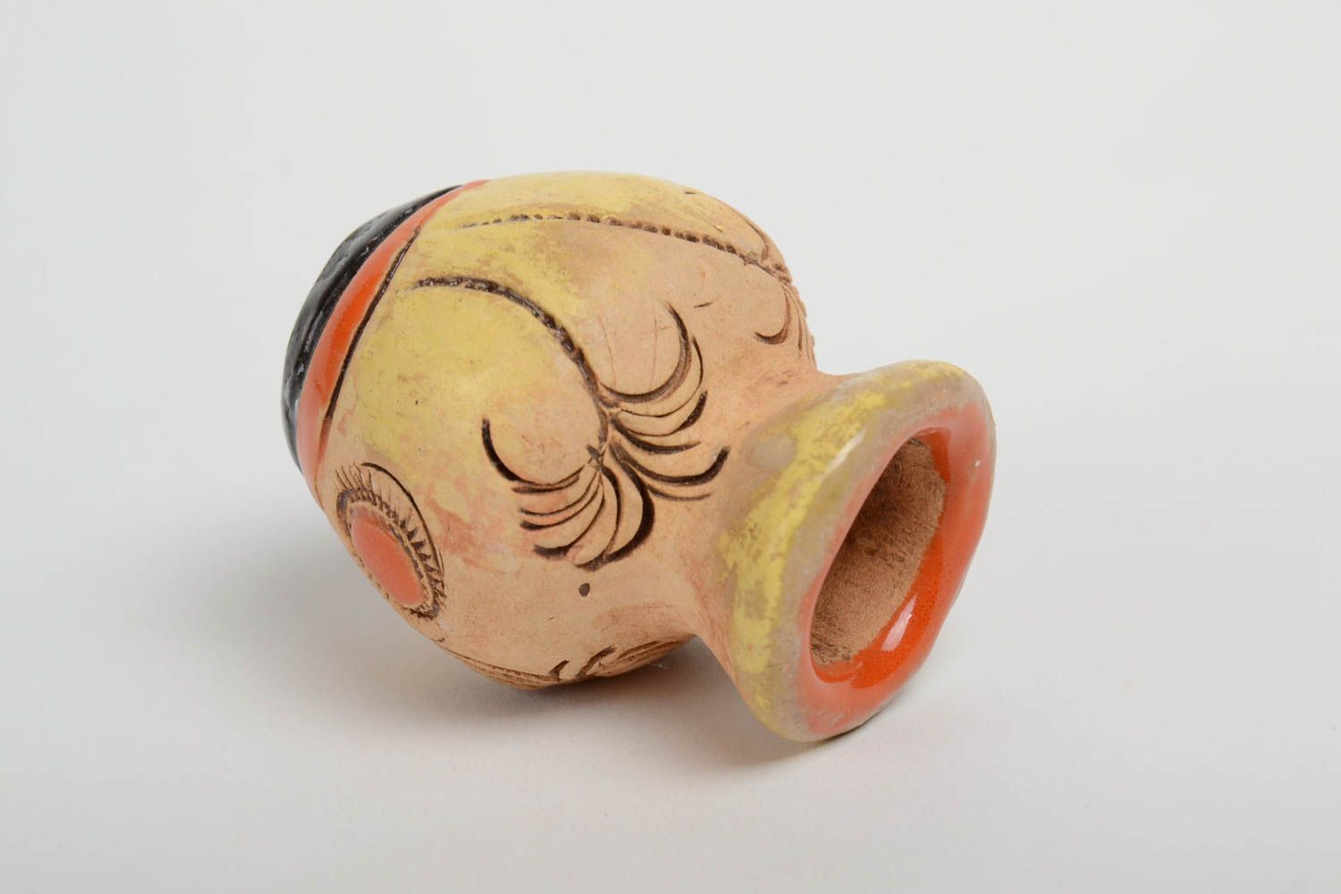 Расписной декоративный глиняный кувшин ручной работы крошечный красивый фото 3