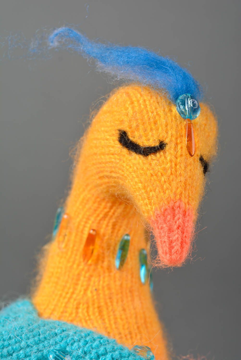 Handmade Strick Kuscheltier Spielzeug Vogel Geschenkidee für Kinder Feuervogel foto 2