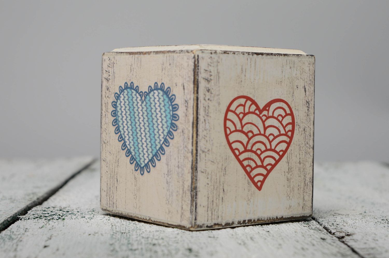 Handmade wooden candlestick Hearts photo 5