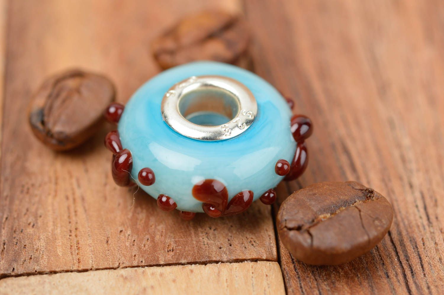 Perle bleue faite main Fourniture pour bijoux en verre Loisirs créatifs photo 1