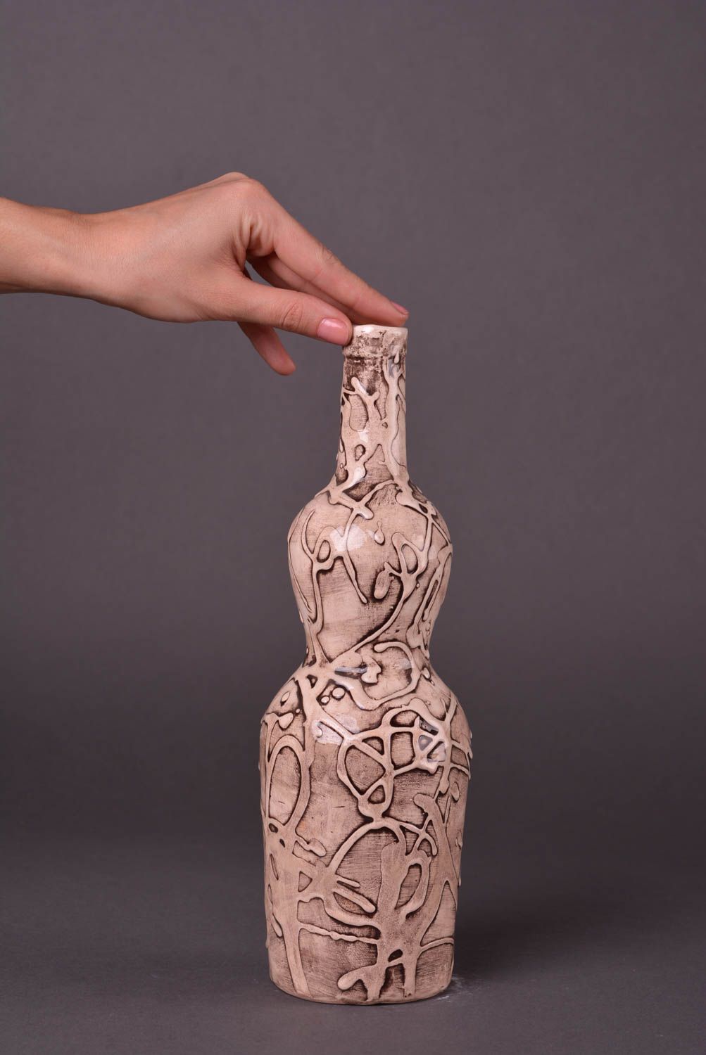 Посуда ручной работы глиняная бутылка необычная керамическая бутылка 700 мл фото 2