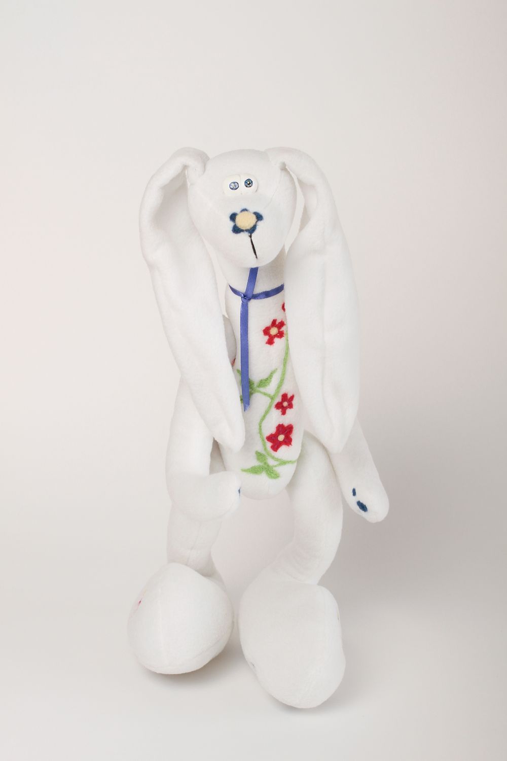 Peluche lapin faite main Jouet pour enfant blanc Décoration chambre bébé photo 4